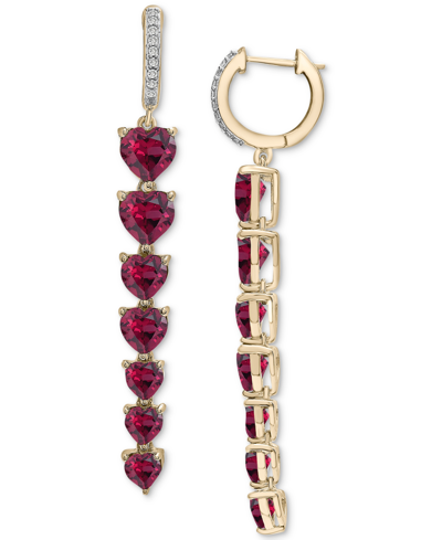 Macy's Garnet (8-3/8 Ct. T.w.) & Lab-grown White Sapphire (1/8 Ct. T.w.) Linear Drop Earrings In 14k Gold-p