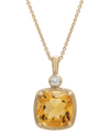 Macy's Citrine (2-1/3 Ct. T.w.) & Lab-grown White Sapphire (1/20 Ct. T.w.) 18" Pendant Necklace In 14k Gold In Citrine