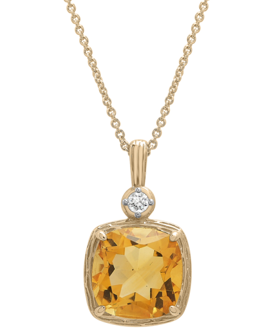 Macy's Citrine (2-1/3 Ct. T.w.) & Lab-grown White Sapphire (1/20 Ct. T.w.) 18" Pendant Necklace In 14k Gold