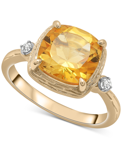 Macy's Citrine (2-1/3 Ct. T.w.) & Lab-grown White Sapphire (1/20 Ct. T.w.) Statement Ring In 14k Gold-plate