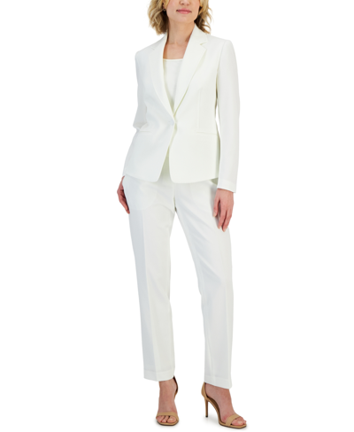 Le Suit Women's Crepe One-button Pantsuit, Regular & Petite Sizes In Vanilla Ice