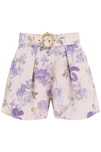 Zimmermann Lyrical Tuck Shorts In Blue