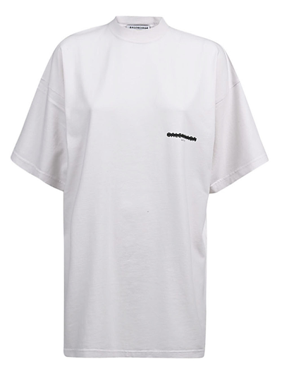 Balenciaga Large Logo Cotton T-shirt In White/black