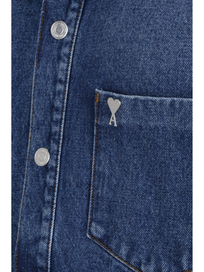 Ami Alexandre Mattiussi Ami De Caur Denim Jacket In Blue