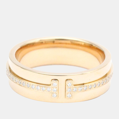 Pre-owned Tiffany & Co Tiffany T 18k Rose Gold Diamond Ring Eu 49