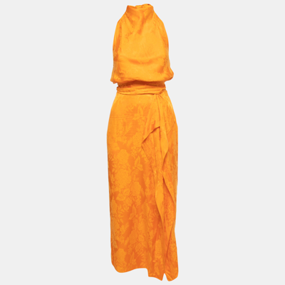 Pre-owned Attico Orange Floral Jacquard Skirt & Top Set S