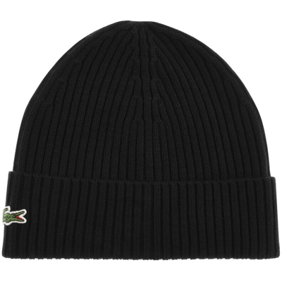 Lacoste Rb0001 Knitted Wool Beanie In Black