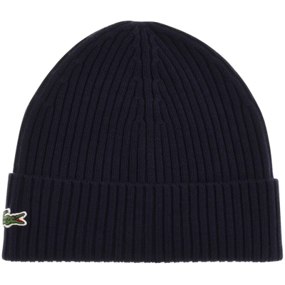 Lacoste Rb0001 Knitted Wool Beanie In Navy