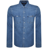 Replay Long Sleeved Denim Shirt Blue In Blue