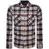 Replay Long Sleeved Check Shirt Navy In Navy