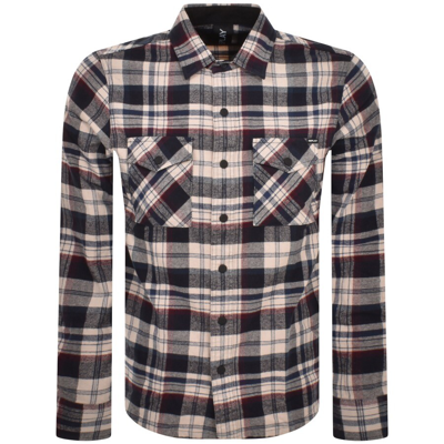 Replay Long Sleeved Check Shirt Navy