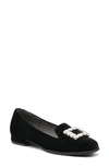 Adrienne Vittadini Vickee Embellished Velvet Loafer In Black