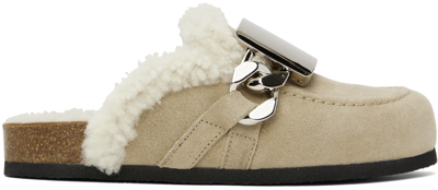 Jw Anderson Buckle Suede Loafers In Beige