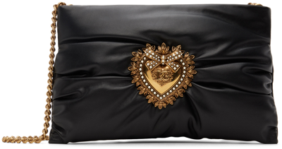 Dolce & Gabbana Black Small Devotion Bag In Burgundy