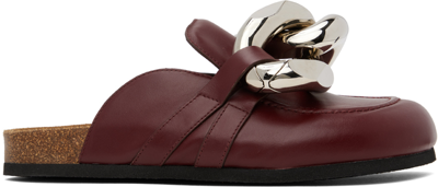 Jw Anderson Women's Slip On Chain Loafer Slide Flats In 601 Dark Red