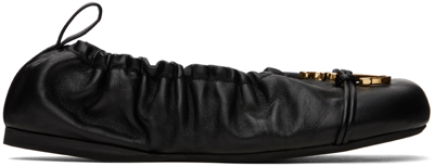 Jw Anderson Anchor Leather Ballet Flats In Black