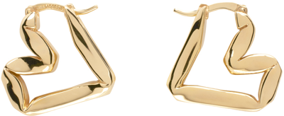 Bottega Veneta Gold Heart Earrings In Argentscu