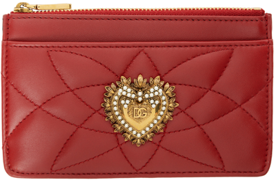 Dolce & Gabbana Red Devotion Card Holder In Burgundy