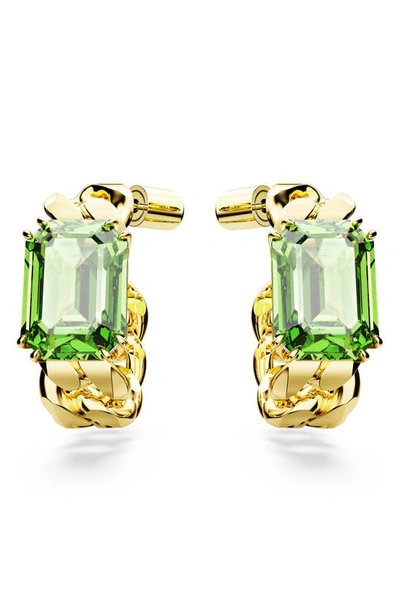Swarovski Millenia Octagon Cut Crystal Hoop Earrings In Green