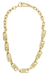 Allsaints Zipper Collar Necklace, 17 In Gold