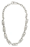 Allsaints Zipper Collar Necklace, 17 In Silver