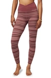 Spiritual Gangster Wrap Front Love Sculpt 7/8 Legging In Washed Burgundy Stripe