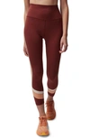 Spiritual Gangster Velo Dream High Waist Tech Jersey Leggings In Washed Burgundy