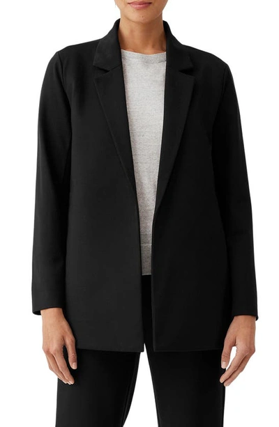 Eileen Fisher Long Wool Blazer In Black