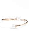 Nordstrom Imitation Pearl Cuff Bracelet In Clear- White- Gold