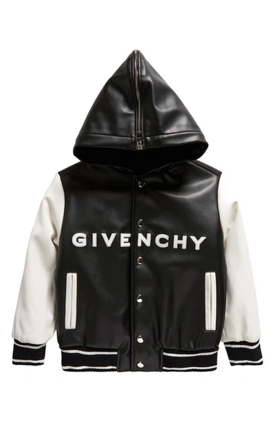 Givenchy Kids' Black And White Bomber Jacket With Logos In Nero