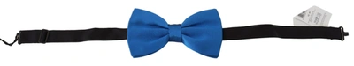 Dolce & Gabbana Blue Adjustable Men Neck Papillon Silk Bow Tie