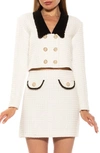 Alexia Admor Aurelia Tweed Crop Jacket In Ivory