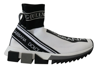 Dolce & Gabbana White Black Sorrento Socks Trainers Shoes In Black/white