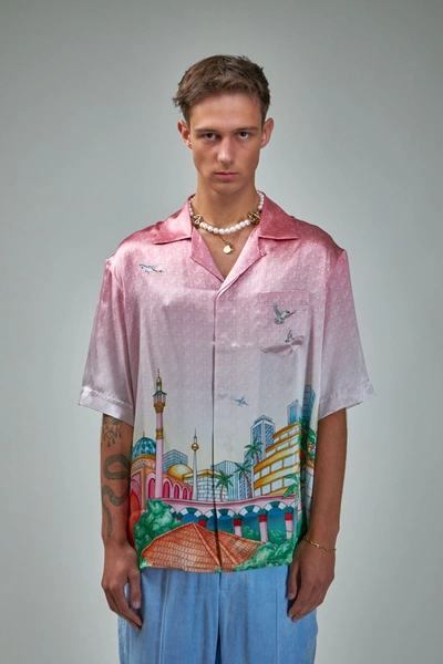 Lanvin Pink Morning City View-print Silk Shirt In Multicolor