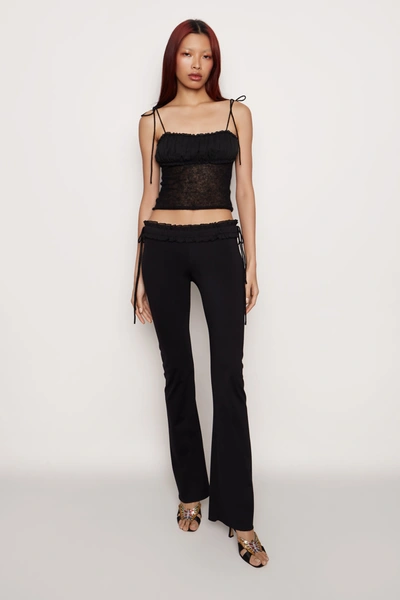 Danielle Guizio Ny Ruched Side Tie Stretch Pant In Black