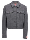 Kenzo Logo Patch Jacket Casual Jackets, Parka Gray