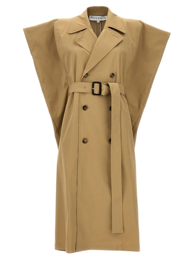 Jw Anderson Sleeveless Double-breasted Trench Coat In Beige