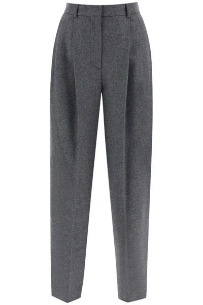 Totême Pleated Wool-blend Straight Trousers In Grey