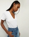 Veronica Beard Cindy V-neck Short-sleeve Pima Cotton Tee In White