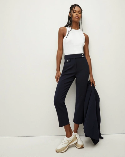 Veronica Beard Renzo Pant In Navy With Silver Buttons