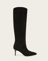 Veronica Beard Lexington Suede Stiletto Knee Boots In Black