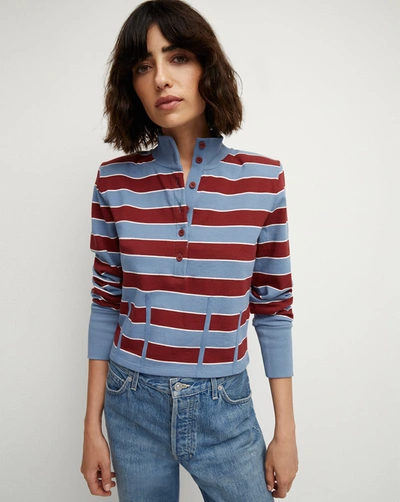 Veronica Beard Shervin Rugby-striped Top In Oxford Blue Multi