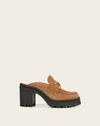 Veronica Beard Wynter Leather Heeled Loafer Mules In Hazelwood