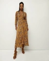 Veronica Beard Ferrara Ruched Printed Silk-crepe Maxi Dress In Saffron Multi