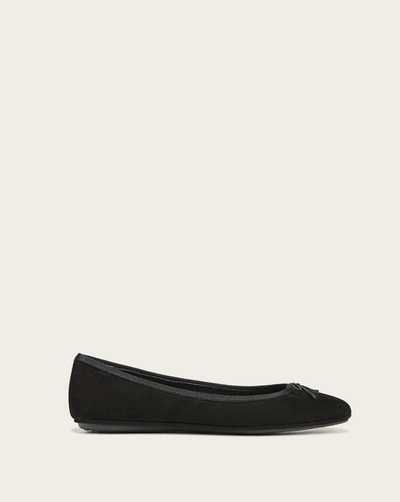 Veronica Beard Beatrix Suede Bow Ballerina Flats In Black