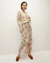 Veronica Beard Sira Silk Ruched Midi Skirt In Ecru Multi