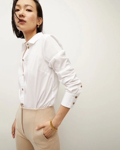 Veronica Beard Libby Poplin Button-down Shirt In White