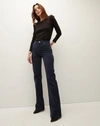 Veronica Beard Beverly Yoke Front Wide Leg Jeans In Navy