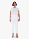 Mother The Tripped Distressed Bootcut Ankle Jeans In White