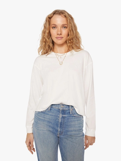Mother The L/s Slouchy Cut Off Bright T-shirt (also In Xs, S,m, Xl) In White